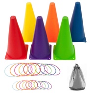 26 Pcs Plastic Cones Ring Toss Combo Set Outdoor Carnival Games for Kids Adults Birthday Throwing Ba