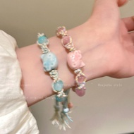 Bracelet Bracelet Rope Ceramic 2025 Braided Hand Kitten Face Matching Girls Cute High 100 Simple Fas