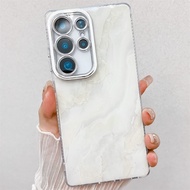 Marble Pattern Plating Phone Case For Samsung Galaxy S25Ultra S24FE S24Ultra S23Ultra S25/S25+ IMD M