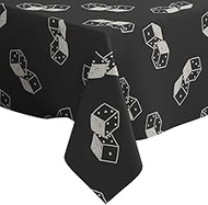 Doodle Dice Pattern Pattern - Square Linen Tablecloth, 52" x 52" inches Washable Decorative Table Cl
