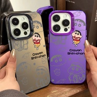 Fun Cartoon Crayon Shin Chan Phone Case Compatible for IPhone 11 13 12 14 15 Pro Max XR X XS MAX 7/8 Plus Se2020 Hard TPU Shockproof All-Inclusive Protective Case