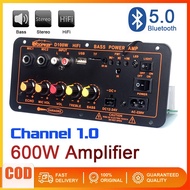 Bluetooth Amplifier Board D300 Max 2X300W 12V/24V Digital AMP Support Dual Microphone MP3 Player