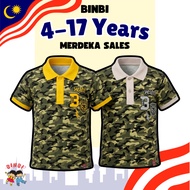 [Binbi-Merdeka Sales] Baju Askar Polo Tee Budak Unisex 4-17Y / Baju Military Malaysia / Lelaki Perem