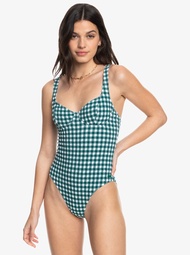 ROXY ชุดว่ายน้ำวันพีซ Womens The Plaid Pulse High Leg One-Piece Swimsuit 234 ERJX103607-PFN5