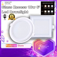 Led Downlight Glass Panel Ceiling Light 18w Round & Square 6inchi 200mm Warranty 1 year Lampu Downli