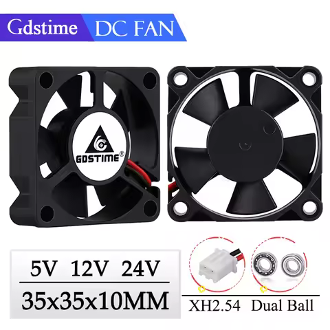 Gdstime 2 Pieces 35x35x10mm 35mm 3510 5V 12V 24V Brushless DC Cooling Cooler Fan 35mmx35mmx10mm 3.5c