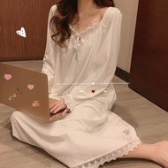 【Ready Stock】卐▼ 【Fast delivery】Sleepwear Victorian Nightgown Long Dress Cotton Sleepshirt Sleeve Pajama Loungewear for Women Size