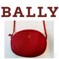 (售?)瑞士近新 BALLY 貝利 金鍊 菱格紋 斜背包 小香風 皮包鍊 真皮肩背包 羊皮鍊條側背包 小香款