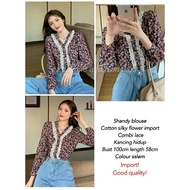 Top Blouse Cotton Silky Flower Shandy Import