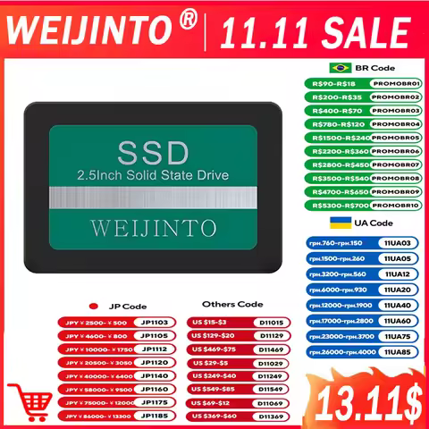 WEIJINTO SSD 128GB SATA3 2.5 Inch 256GB 500G 512GB 1TB Hard Drive 360GB 720GB Solid State Disk HD HD