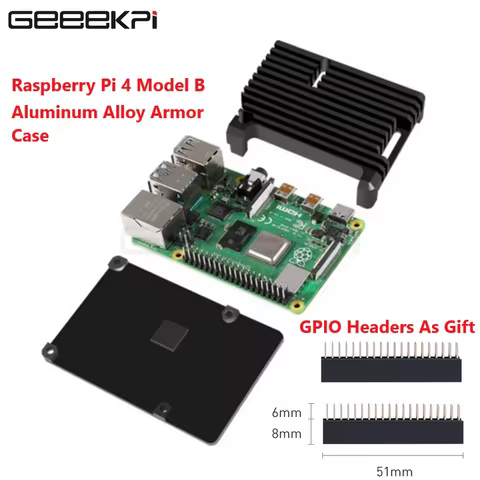 Raspberry Pi 4 4G Aluminum Alloy Armor Case Passive Cooling Metal Enclosure with 40 Pin Header for R