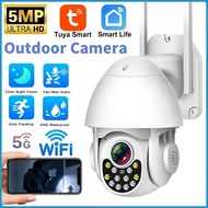 Tuya/Smart Life 5MP PTZ Camera Outdoor Waterproof 5G/2.4GHZ WiFi IP Camera Auto Tracking 6X Digital 