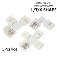 5PCS Free Soldering LED Connector 2PIN 4PIN 5PIN L / T / X Shape Corner Connector forLED Strip Light