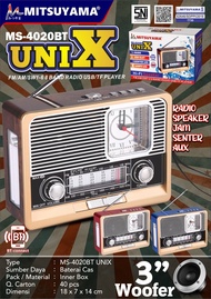 Barangunik2021- Radio Speaker Jam Senter AUX Mitsuyama MS-4020BT UNIX 3" Woofer Cas/Radio Cas / Spea