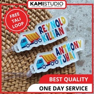 GANTUNGAN LUGGAGE TAG JUSTIN TRACTOR 2 COMPLETE NAMES / NAME BAG HANGER / NAME PRINTING BAG TAG / CU