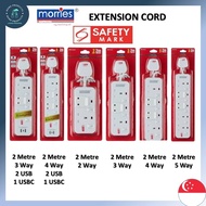 🇸🇬【SG LBHH】MORRIES Extension Cord/Extension Cable/Extension Socket/USB Extension/USB-C/Type-C Extens