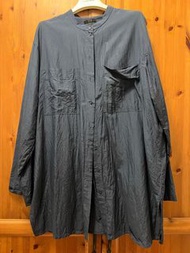 COS 深藍色 超薄襯衫 長袖圓領恤衫  可以搭配背心外面 冷氣房必備