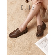 ELLE Thick-Soled Loafers Genuine Leather Women's Shoes Summer 2026 New British Small Leather Shoes B
