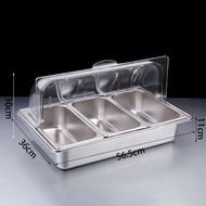 OzPro อ่างถนอมอาหารสแตนเลสเชิงพาณิชย์ เซิร์ฟเวอร์เครื่องปรุงสแตนเลส ถาดช่องพร้อมฝาปิด จานสลัด อ่างเก