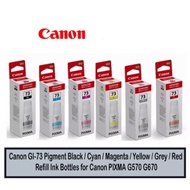 ORIGINAL GI-73 INK BOTTLE BLACK CYAN MAGENTA YELLOW GREY RED FOR Canon G570 G670 Printer