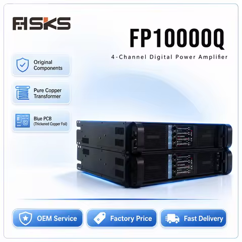 FP10000Q 5000W 4-Ch Pro Power Amplifier 4×2100W@4Ω 2U High Power Stage Amplifier for DJ Live Sound C