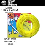 1LB X 2.4MM NYLON GRASS SQUARE TRIMMER LINE (BOX) / (G80-18-001)