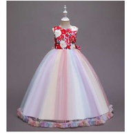 % Mga 4-14 Taon Bata Batang Babae Pang Bola Damit Elegante Printed Big Bow Princess Dresses Lace
