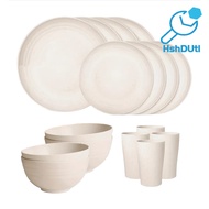 16Pcs Cutlery Set Stackable Unbreakable Plates Bowls And Cups Set BPA-Free Tableware for Family Gath