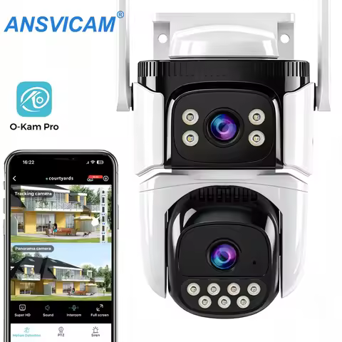 10MP Outdoor WiFi IP Cam Dual-Screen PTZ Security Camera with Color Night Vision & Human Detection C