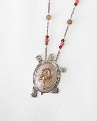 陸龜•化石碧玉石手作925銀項鍊 // 獨一無二