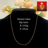 Necklace/Rantai Leher Biji Sawi Emas 916