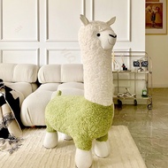 Large Creative Alpaca Light Animal Stool To Floor Handmade Decorations Nordic Style Shoe Changing St