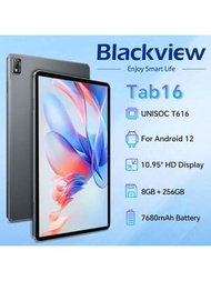 Blackview Tab 16 11吋2k顯示器android 12平板電腦,14gb（8+6擴展）+ 256gb（1tb擴展）widevine L1,7680mah電池,雙卡雙待4g Lte + Wifi,13mp + 8mp相機,四聲道立體聲揚聲器,3種閱讀模式,gps