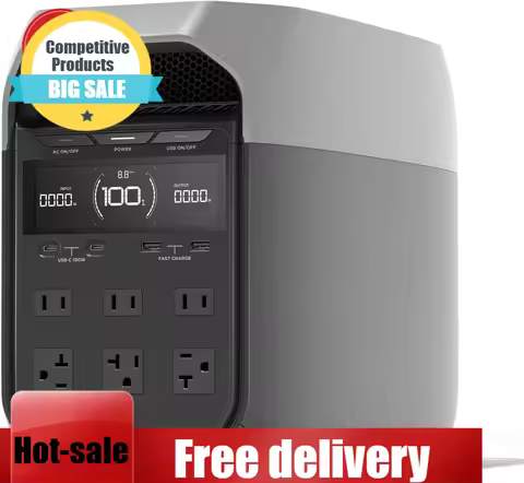 Home Backup-Full Charge In 56 Min, DELTA 3 Portable Power Station, 1024Wh LiFePO4 Battery, 1800W AC/