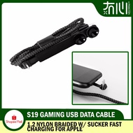 MaoXin S19 Gaming Usb Data Cable 1.2m Nylon Braided with Sucker Fast Charging Data Cable for Apple