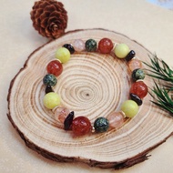 紅膠花 藥王石 石榴石 菜花玉||健康 愛情桃花 舒壓益氣 水晶手鍊