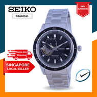 [CreationWatches] Seiko Presage Style 60s Open Heart Black Dial Automatic Mens Silver Stainless Steel Bracelet Watch SSA425J1