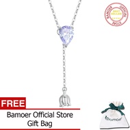 BAMOER สร้อยคอเงินแท้925สีม่วง Zircon Lily Of The Valley สร้อยคอจี้ Elegent Neck Chain สำหรับผู้หญิง