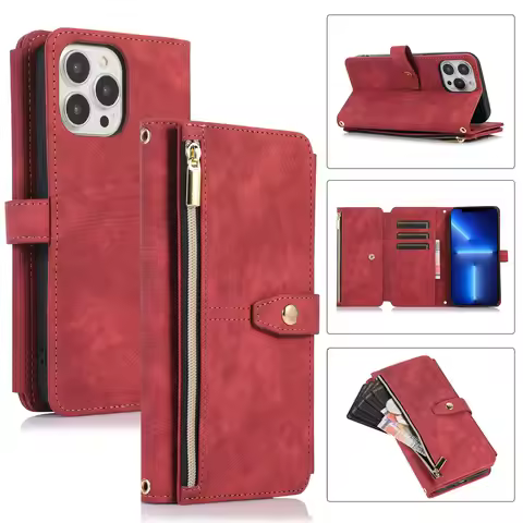 Crossbody Zipper Wallet Case For Samsung Galaxy Buddy4 Buddy3 Buddy2 Quantum6 Quantum5 Quantum4 Leat