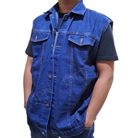 Rompi Jumbo Pria Jaket Jeans Vest Bigsize Denim Navy XXL XXXL XXXXL Jaket Motor Lekbong 3XL 4XL 5XL