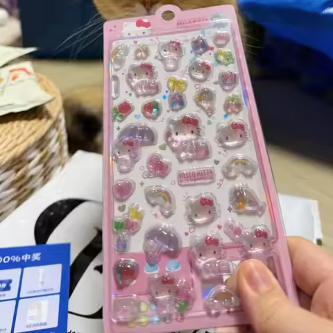 Kawaii 2pcs Kt 3d Embossed Crystal Sticker Waterproof Diy Mobile Phone Case Decoration Sticker Hand 