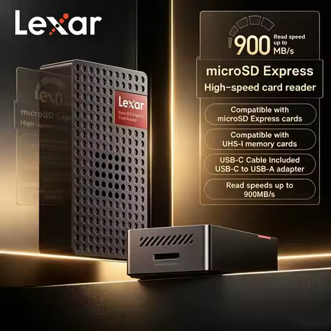 Lexar PLAY PRO microSDXC Express Card Reader Max 900Mb/s with USB 3.2 Type-C and Type-A DATA Cable M