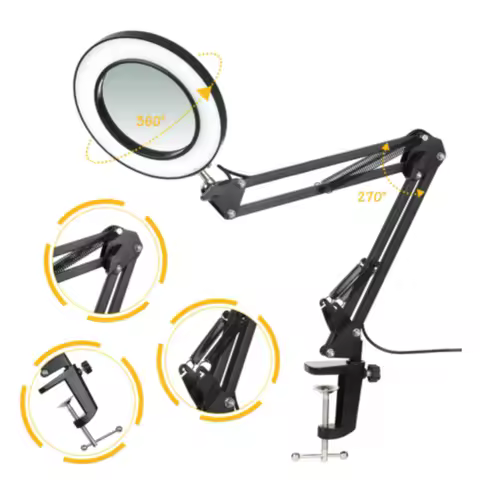 72LED 8X/10X NEW Illuminated Magnifier USB 3 Colors LED Magnifying Glass for Soldering Iron Repair/T