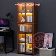 不可居無竹 攝位至強 [CB105-51] 實用竹木系典雅座地多層書架 Wooden/Bamboo Multi-storey Bookshelf 置物櫃/儲物櫃/書櫃 趟門設計 不佔空間 透明櫃門 一