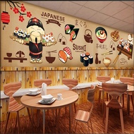 Custom Cartoon Japanese Cuisine Theme Background Mural Wallpaper 3D Ramen House Sushi Restaurant Industrial Decor Wall Paper 3D