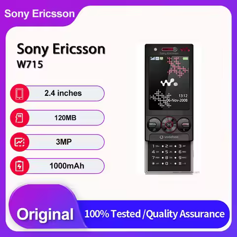 Original Unlocked Sony Ericsson W715 Bluetooth Mobile Phone 2.4 inches 1000mAh 3MP