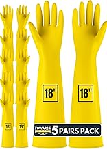 F8WARES 18inch Long Washable Heavy-duty Reusable Dishwashing Kitchen Industrial Gardening Latex Rubb