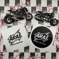 Arai Helmet JAPAN x MALAYSIA Logo Sticker 6cm Round, Waterproof Decal　Sold as 1 piece (White)(Black)