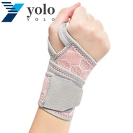 YOLO Sports Wrist Guard, Breathable Polyester Fiber Wrist Guard Band, Carpal Tunnel Syndrome Cellular Mesh Design Right Left Hand Pink/Grey/Black Compression Wrist Support Women