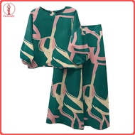 fulaide Outfit Two-piece Set Women Casual Two-piece Set 2pcs Women Bohemian Floral Set – O-neck 3/4 